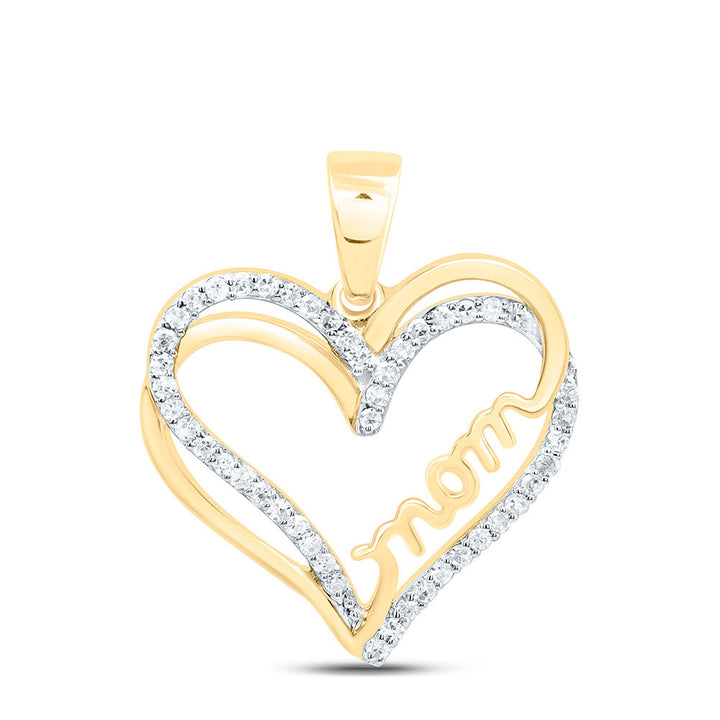 1/8CTW-NAT DIA P1 GIFT "MOM" HEART  PENDANT Daisy Joyeria