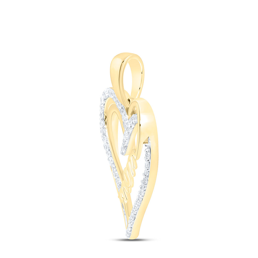 1/8CTW-NAT DIA P1 GIFT "MOM" HEART  PENDANT Daisy Joyeria