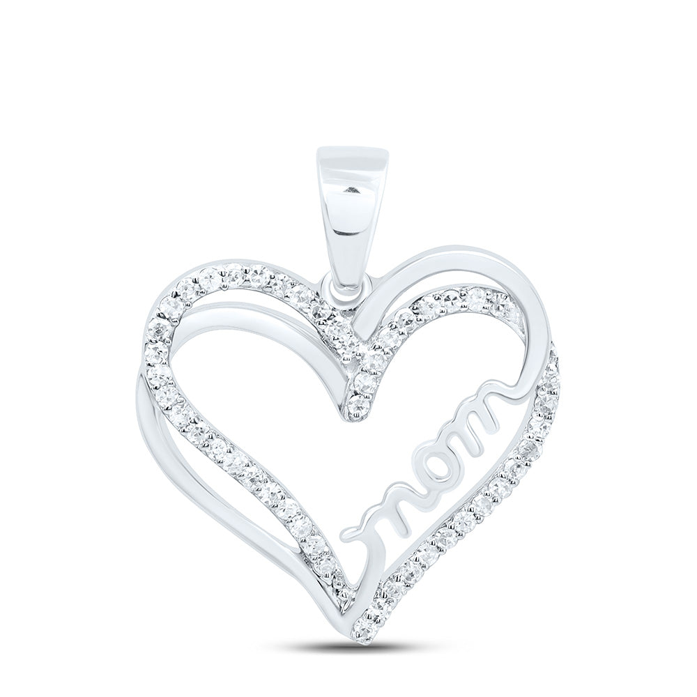 1/8CTW-NAT DIA P1 GIFT "MOM" HEART  PENDANT Daisy Joyeria
