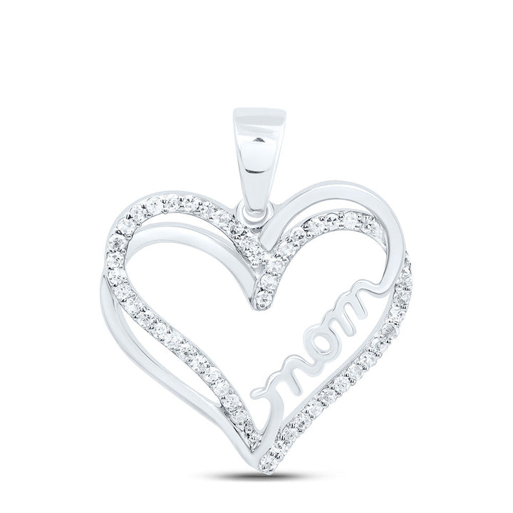 1/8CTW-NAT DIA P1 GIFT "MOM" HEART  PENDANT Daisy Joyeria