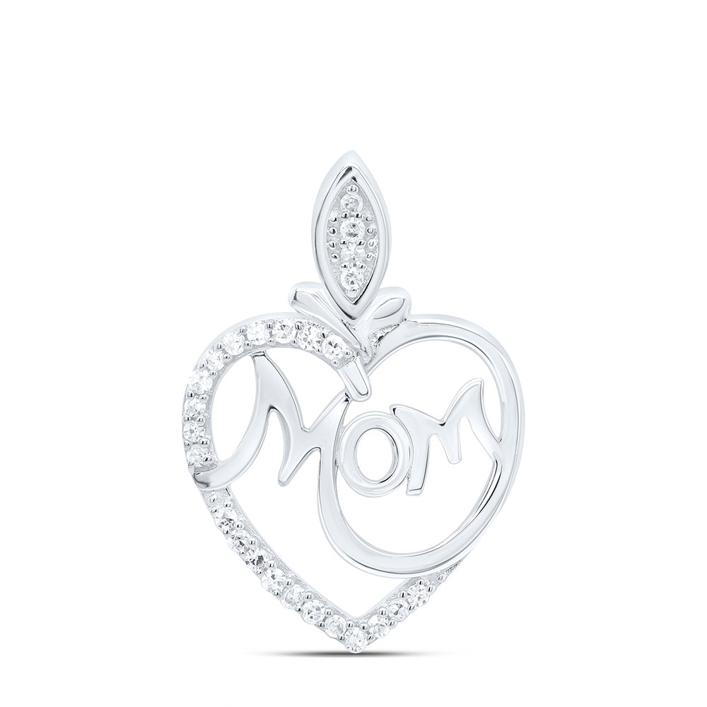 1/12CTW-NAT DIA P1 GIFT "MOM" HEART  PENDANT Daisy Joyeria