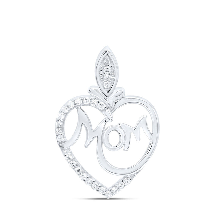 1/12CTW-NAT DIA P1 GIFT "MOM" HEART  PENDANT Daisy Joyeria