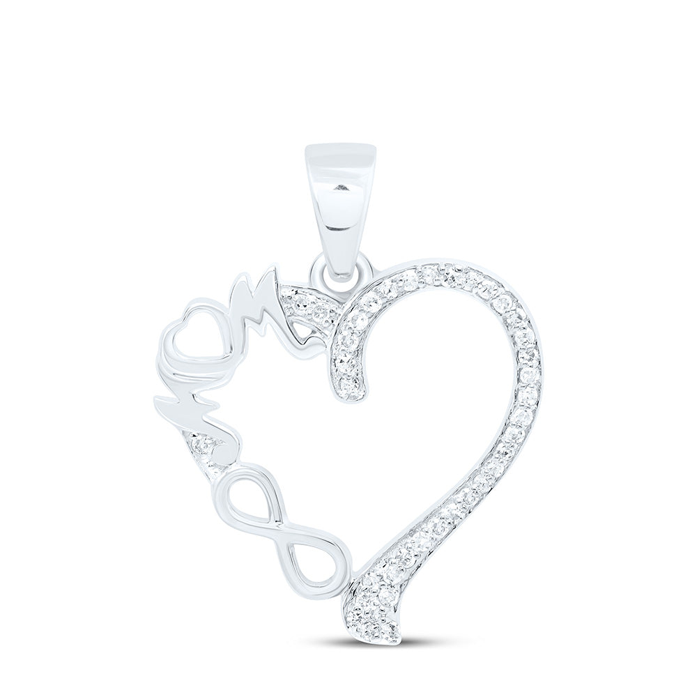 1/10CTW-NAT DIA P1 GIFT "MOM" HEART  PENDANT Daisy Joyeria