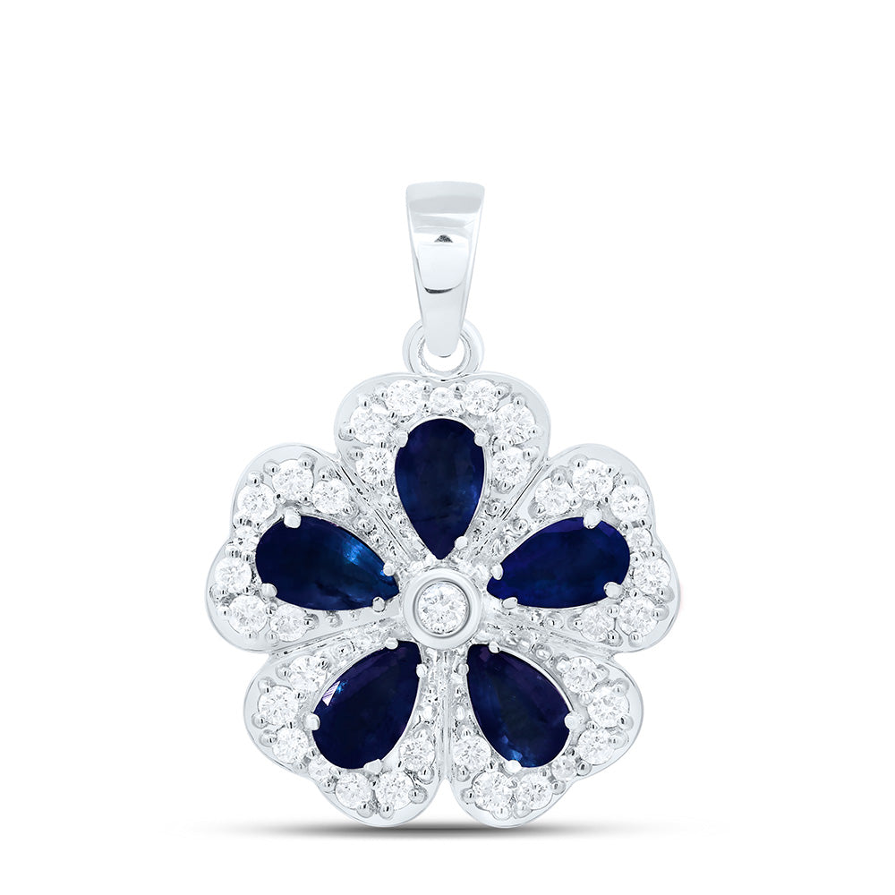 1/3CTW-NAT DIA CN 1 3/8CTW PEAR-BS NAT GEM FLOWER PENDANT Daisy Joyeria