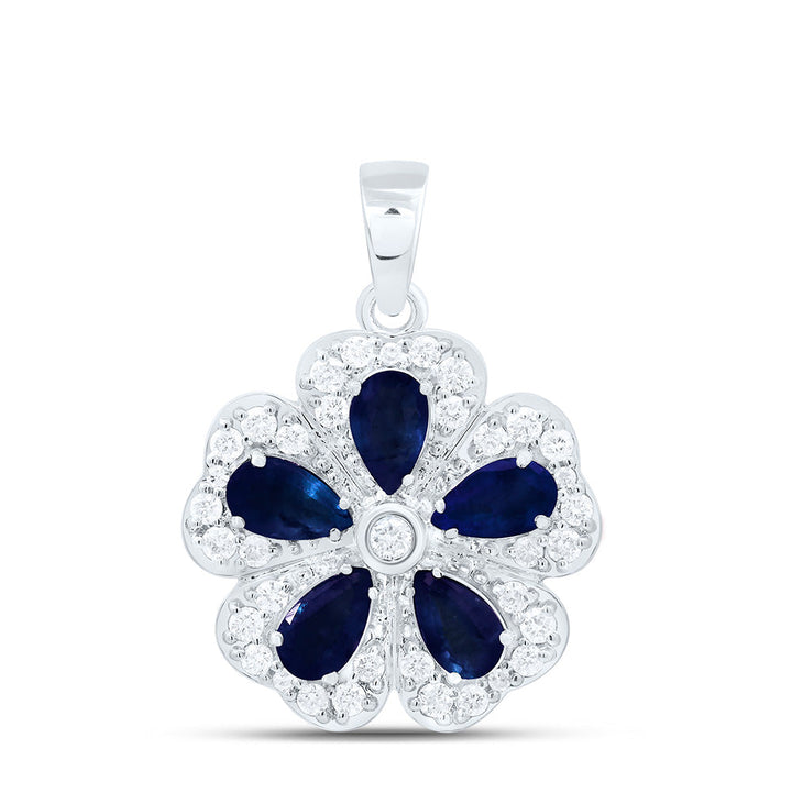 1/3CTW-NAT DIA CN 1 3/8CTW PEAR-BS NAT GEM FLOWER PENDANT Daisy Joyeria