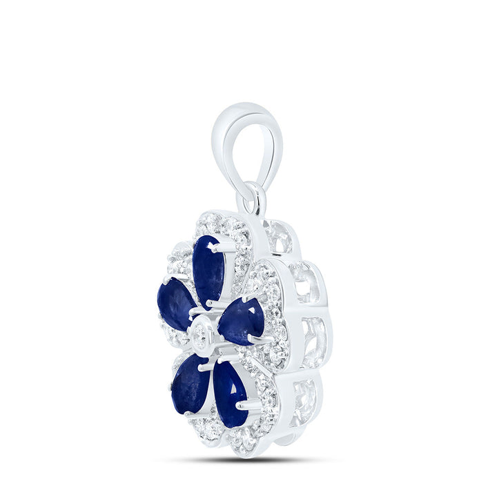 1/3CTW-NAT DIA CN 1 3/8CTW PEAR-BS NAT GEM FLOWER PENDANT Daisy Joyeria