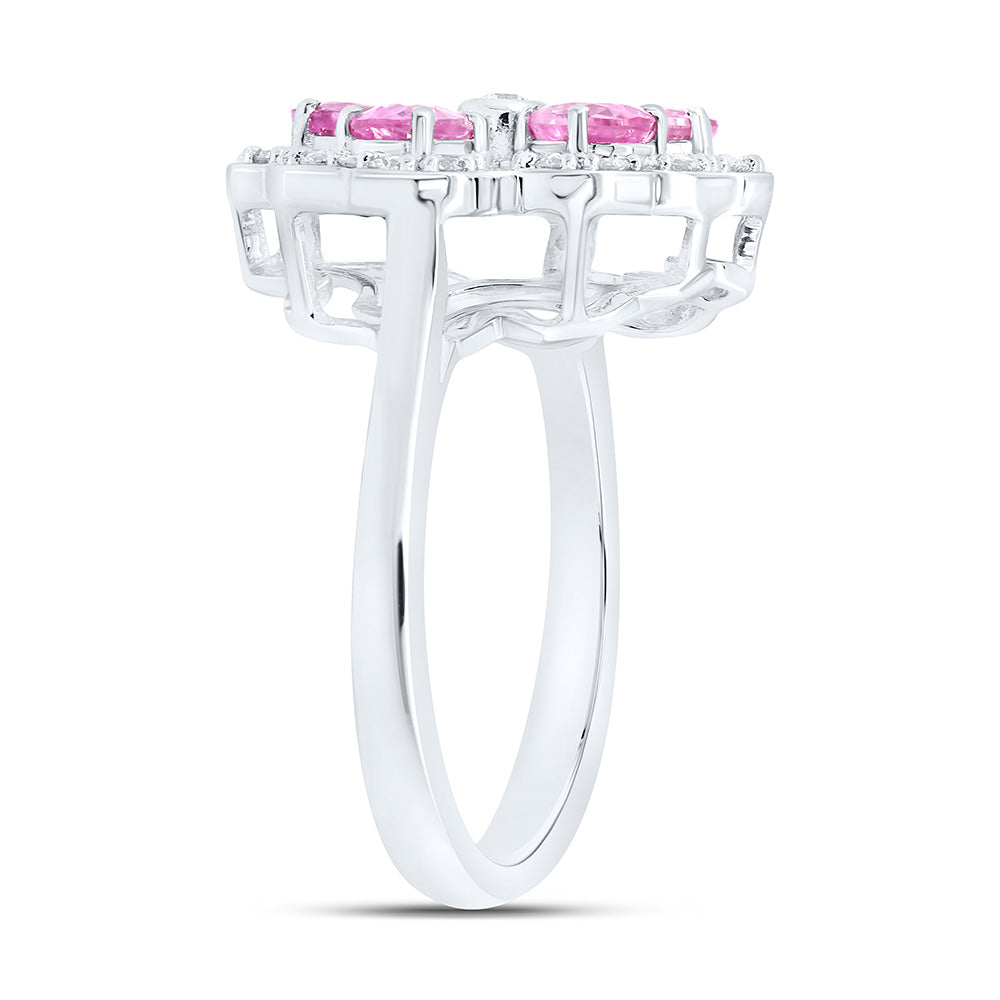 1/3CTW-NAT DIA CN 1 1/3CTW PEAR-PINK SAPP NAT GEM RING Daisy Joyeria