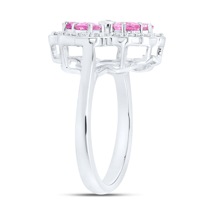 1/3CTW-NAT DIA CN 1 1/3CTW PEAR-PINK SAPP NAT GEM RING Daisy Joyeria