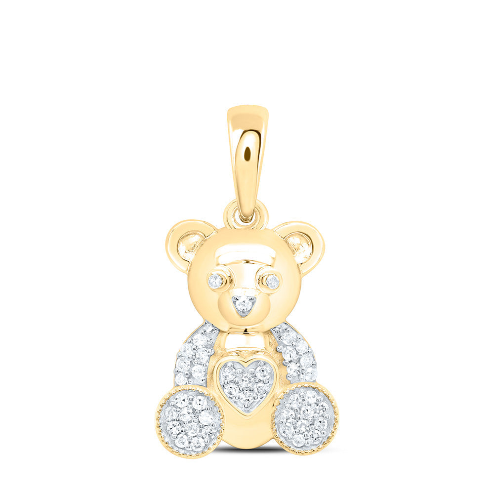1/8CTW-NAT DIA P1 GIFT HEART TEDDY BEAR PENDANT Daisy Joyeria