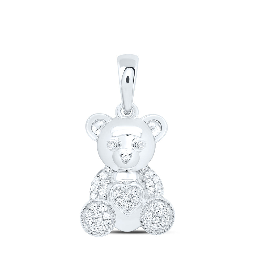 1/8CTW-NAT DIA P1 GIFT HEART TEDDY BEAR PENDANT Daisy Joyeria