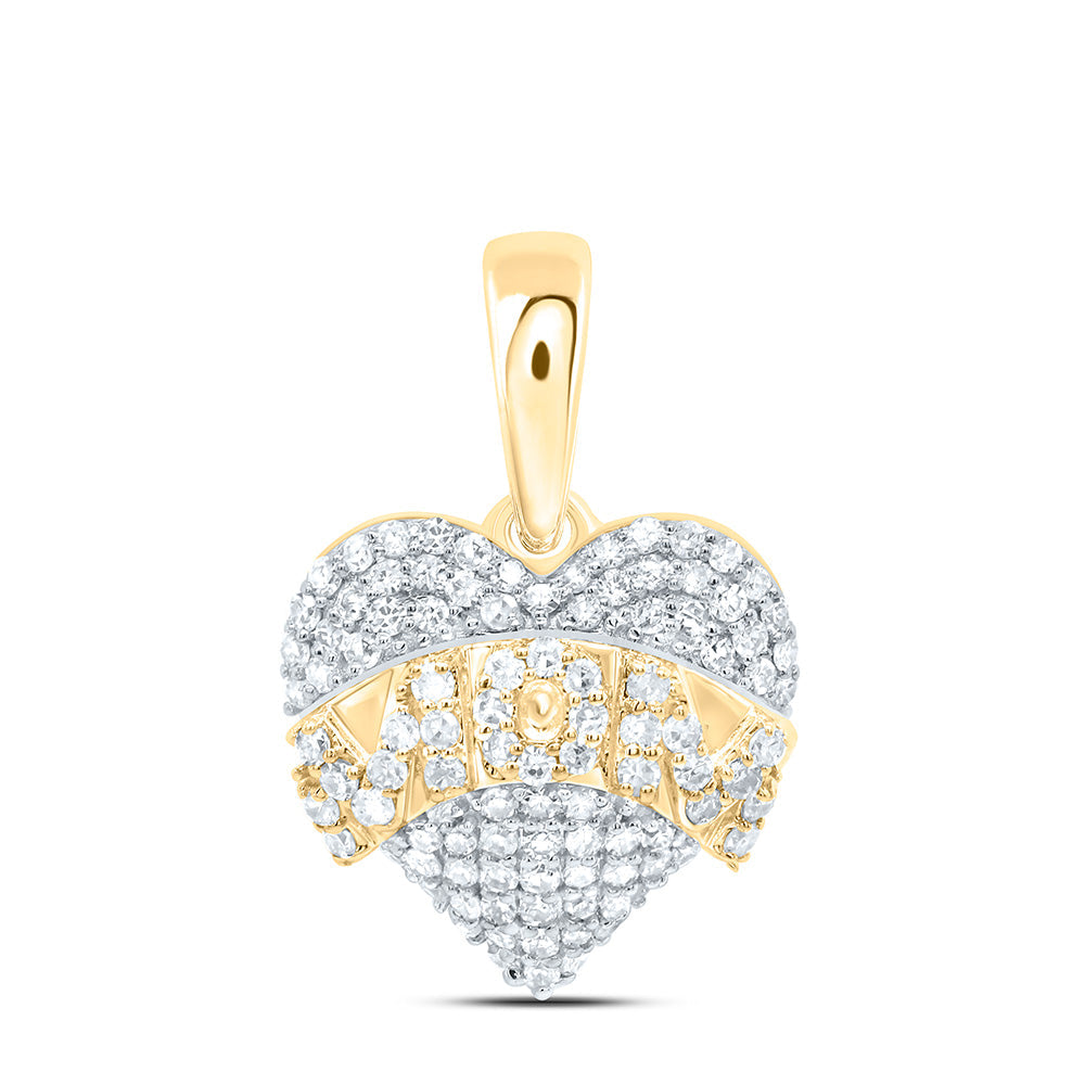 1/3CTW-NAT DIA P1 GIFT "MOM" HEART PENDANT Daisy Joyeria