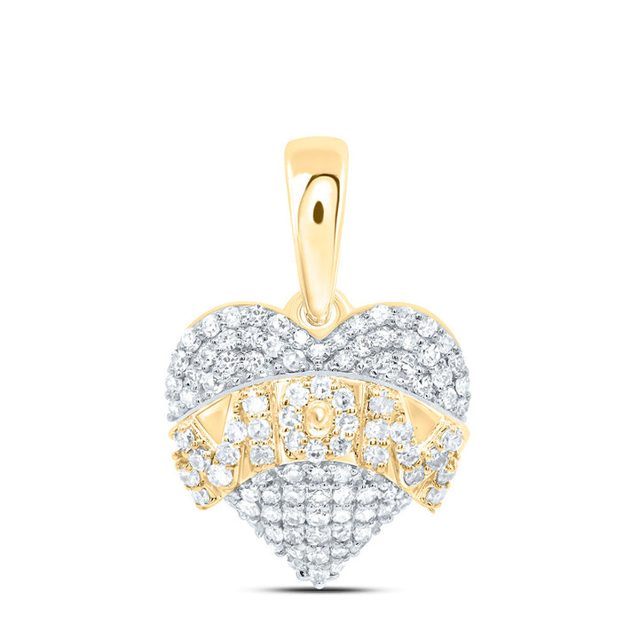 1/3CTW-NAT DIA P1 GIFT "MOM" HEART PENDANT Daisy Joyeria
