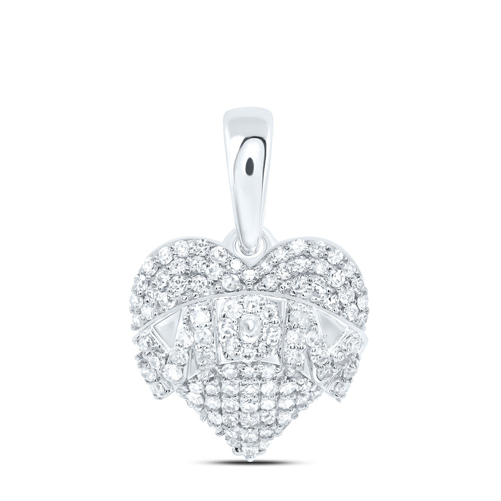 1/3CTW-NAT DIA P1 GIFT "MOM" HEART PENDANT Daisy Joyeria