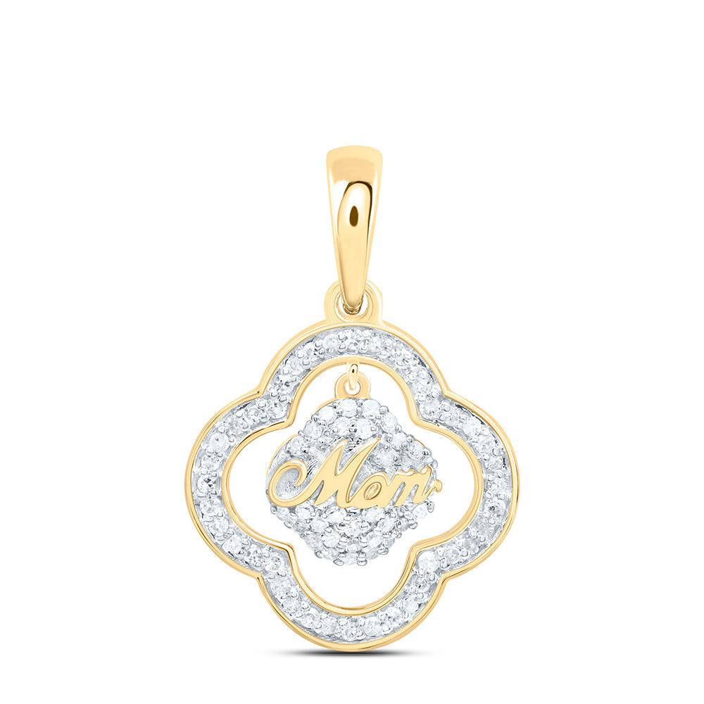 1/5CTW-NAT DIA P1 GIFT "MOM" CLOVER PENDANT Daisy Joyeria