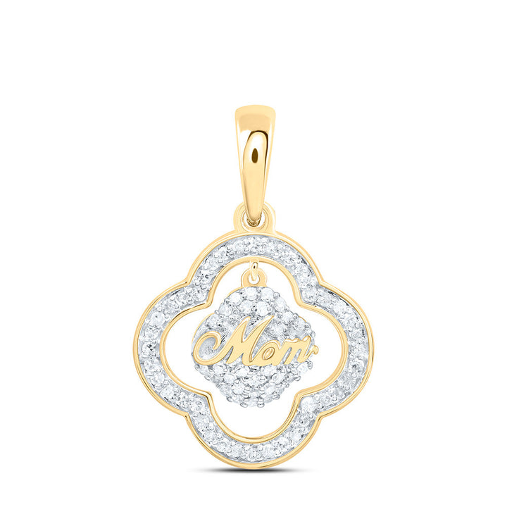 1/5CTW-NAT DIA P1 GIFT "MOM" CLOVER PENDANT Daisy Joyeria