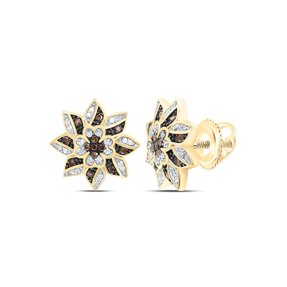 1/4CTW-NAT DIA P1 GIFT COGNAC NATURAL FLOWER EARRING Daisy Joyeria