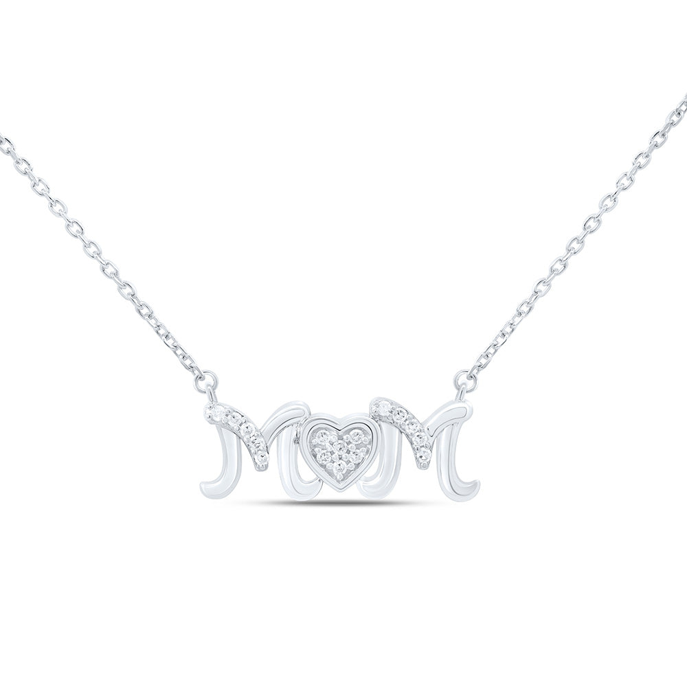 1/12CTW-NAT DIA P2 GIFT HEART "MOM" NECKLACE (18 INCH) Daisy Joyeria