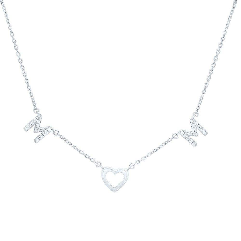 1/8CTW-NAT DIA P2 GIFT HEART "MOM" NECKLACE (18 INCH) Daisy Joyeria