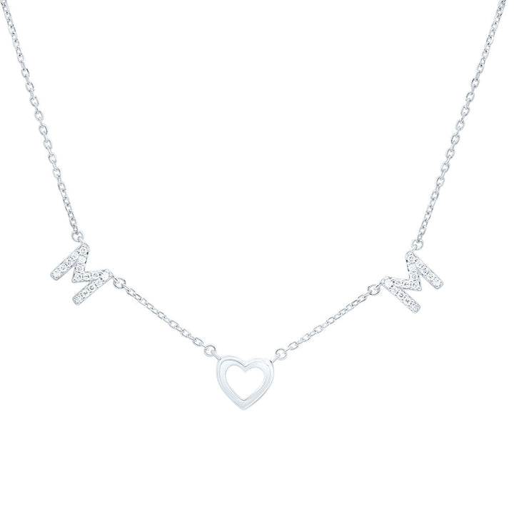 1/8CTW-NAT DIA P2 GIFT HEART "MOM" NECKLACE (18 INCH) Daisy Joyeria