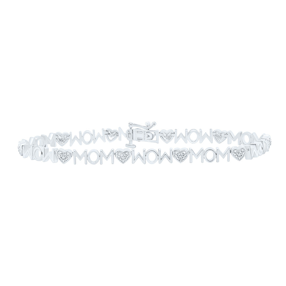 1/20CTW-NAT DIA P2 GIFT HEART "MOM" BRACELET (7INCH) Daisy Joyeria