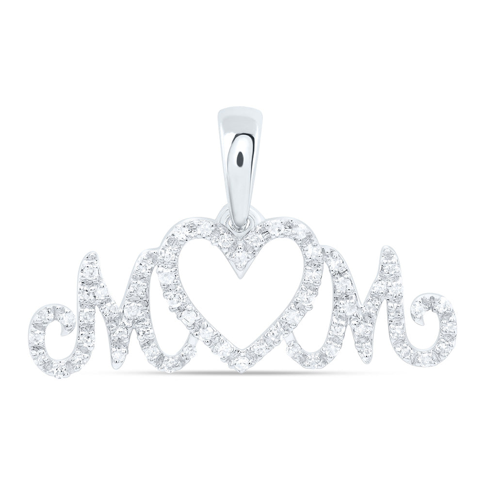 1/5CTW-NAT DIA P1 GIFT "MOM" HEART PENDANT Daisy Joyeria