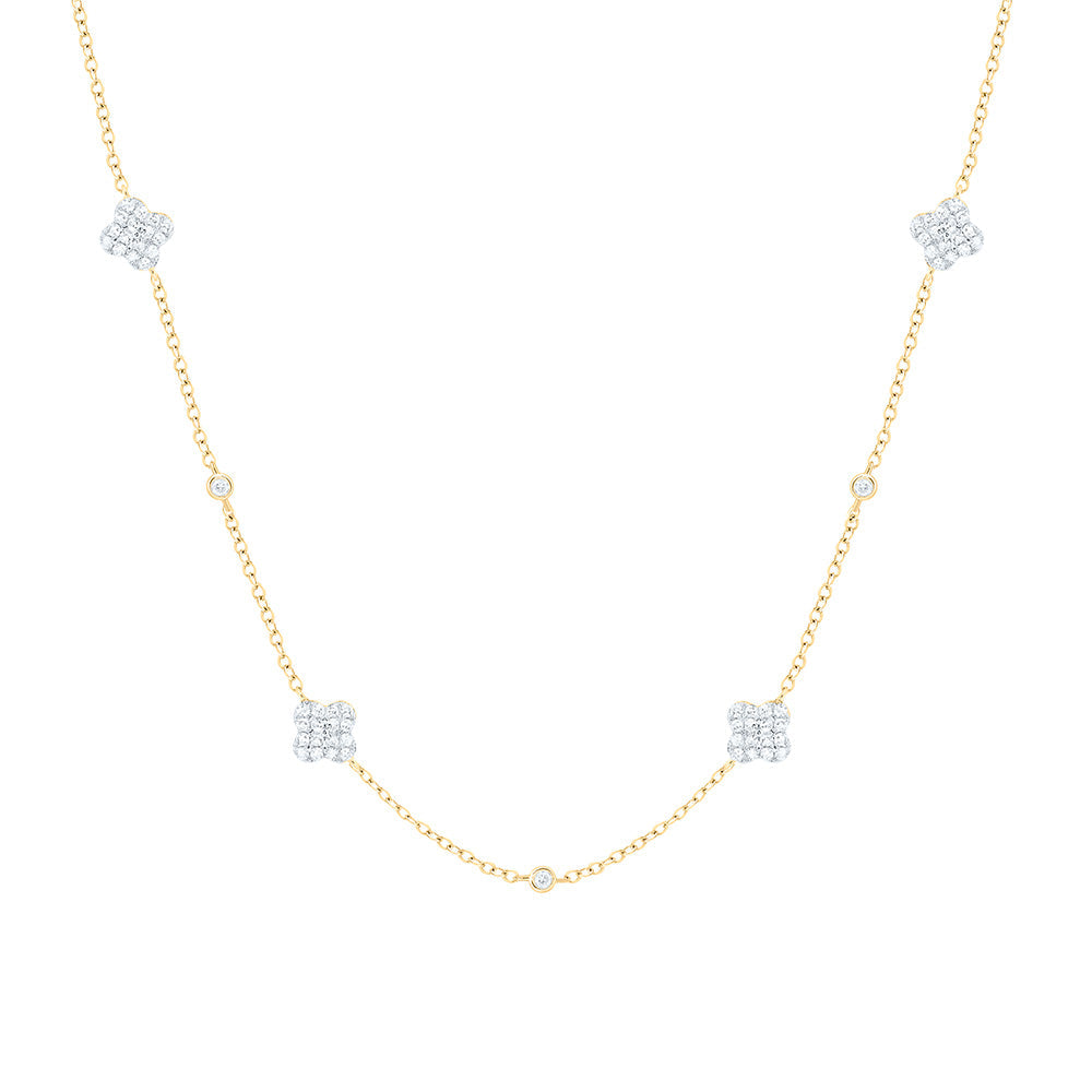 1/3CTW-NAT DIA CN FASHION CLOVER NECKLACE (18 INCH) Daisy Joyeria