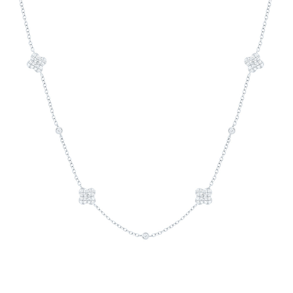 1/3CTW-NAT DIA CN FASHION CLOVER NECKLACE (18 INCH) Daisy Joyeria