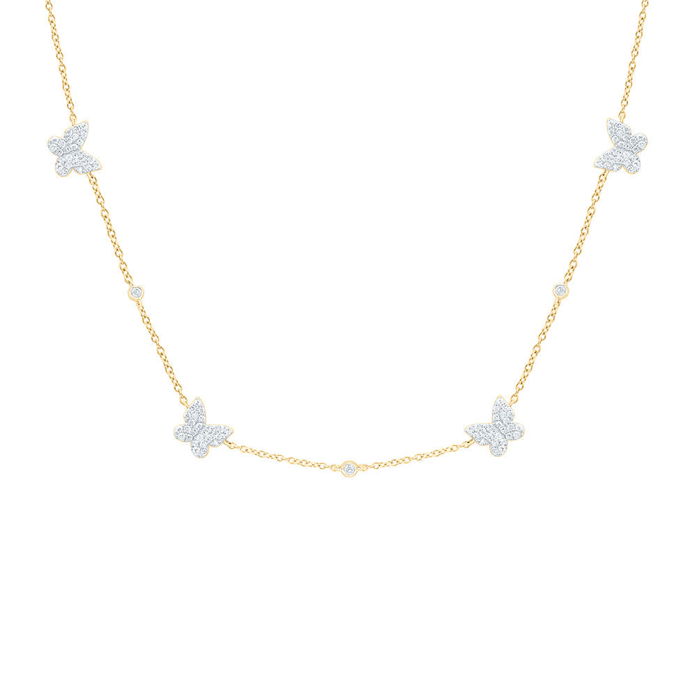 1/2CTW-NAT DIA CN FASHION BUTTERFLY NECKLACE (18 INCH) Daisy Joyeria