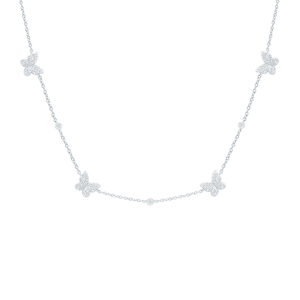 1/2CTW-NAT DIA CN FASHION BUTTERFLY NECKLACE (18 INCH) Daisy Joyeria