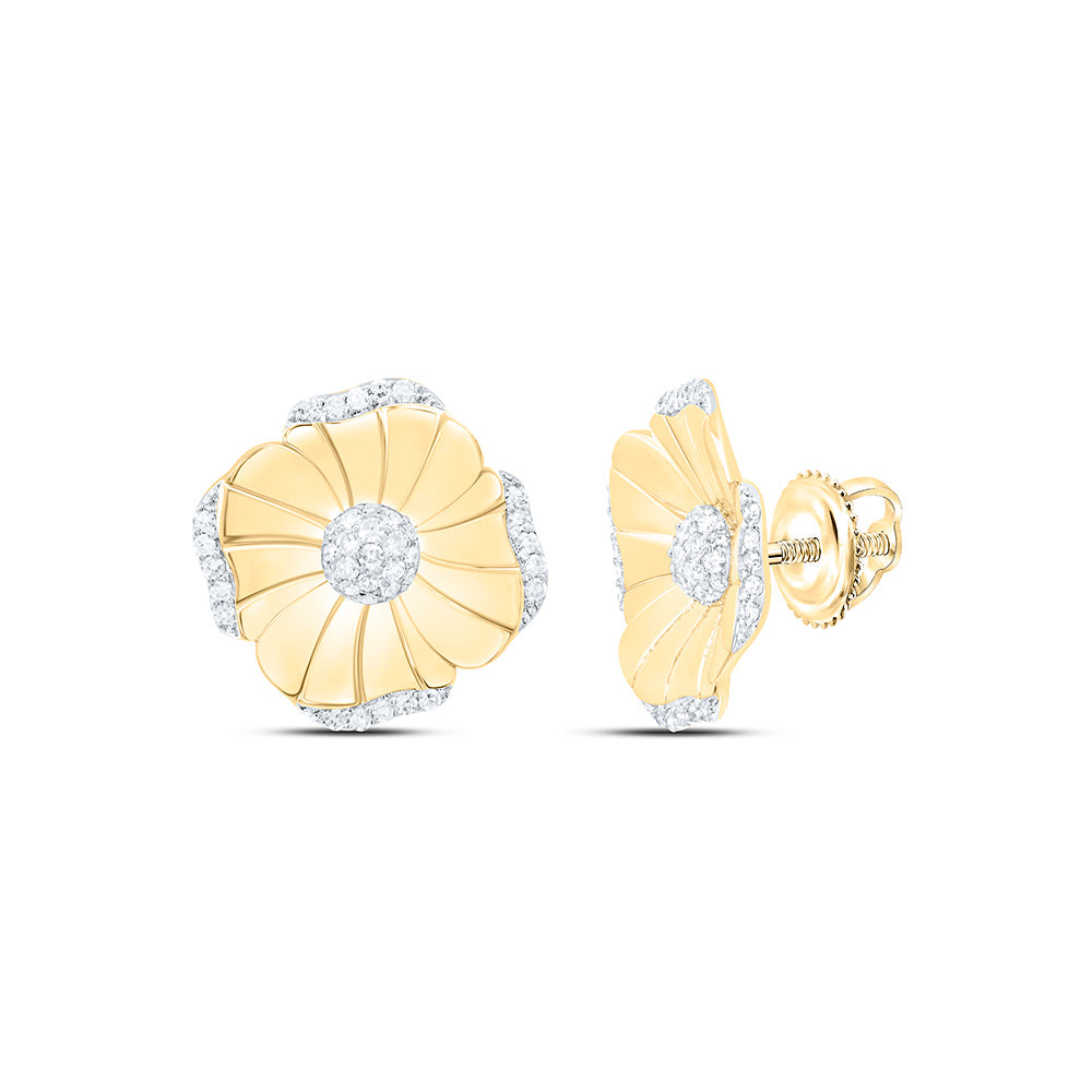 1/4CTW-NAT DIA CN FASHION FLOWER EARRING Daisy Joyeria