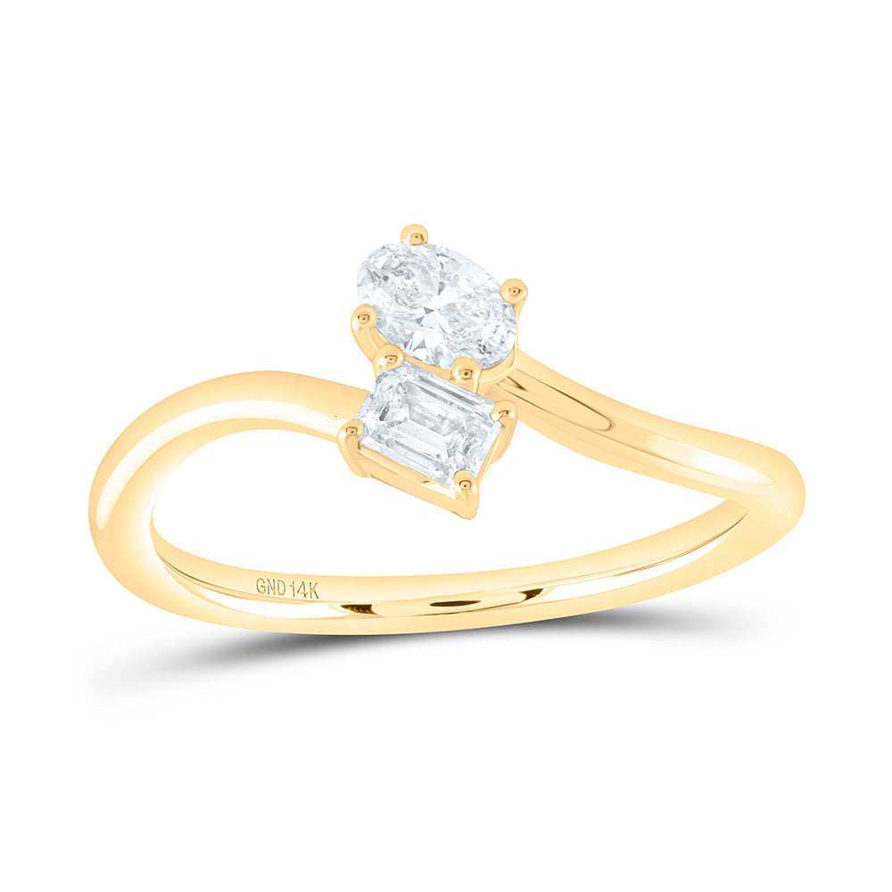 1/2CTW-NAT DIA I1 IJ 1/4CT-CEM, 1/4CT-COV, FASHION 2 STONE RING Daisy Joyeria