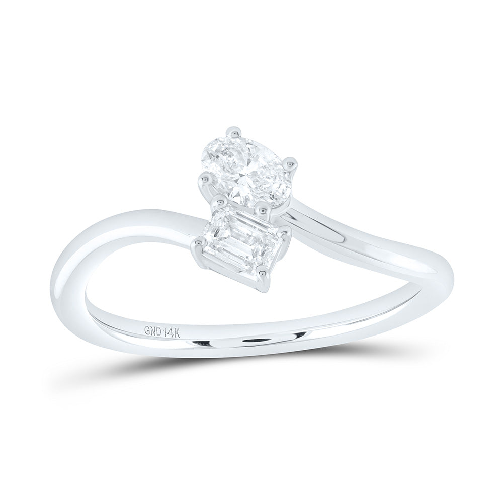 1/2CTW-NAT DIA I1 IJ 1/4CT-CEM, 1/4CT-COV, FASHION 2 STONE RING Daisy Joyeria