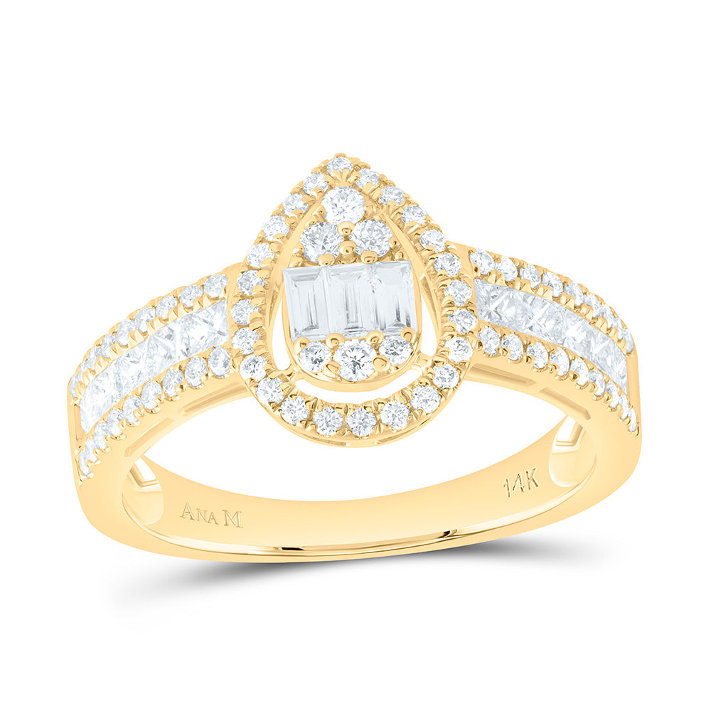 1CTW-NAT DIA ANA M FASHION PEAR RING Daisy Joyeria