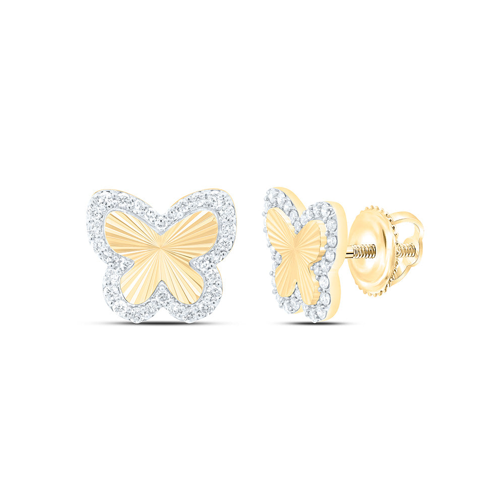 3/8CTW-NAT DIA NK FASHION BUTTERFLY EARRING Daisy Joyeria