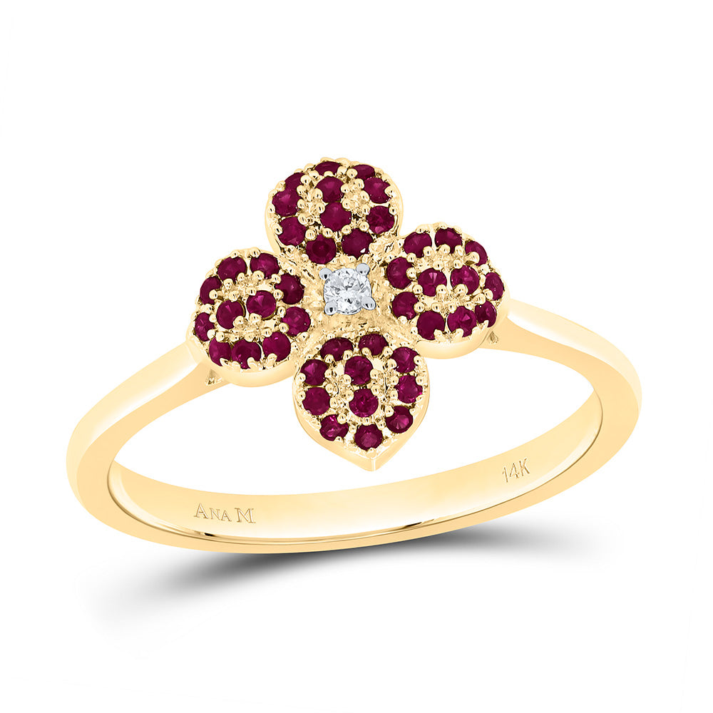 0.015CTW-NAT DIA ANA M 1/5CTW-RD-RU NAT GEM FLOWER RING Daisy Joyeria