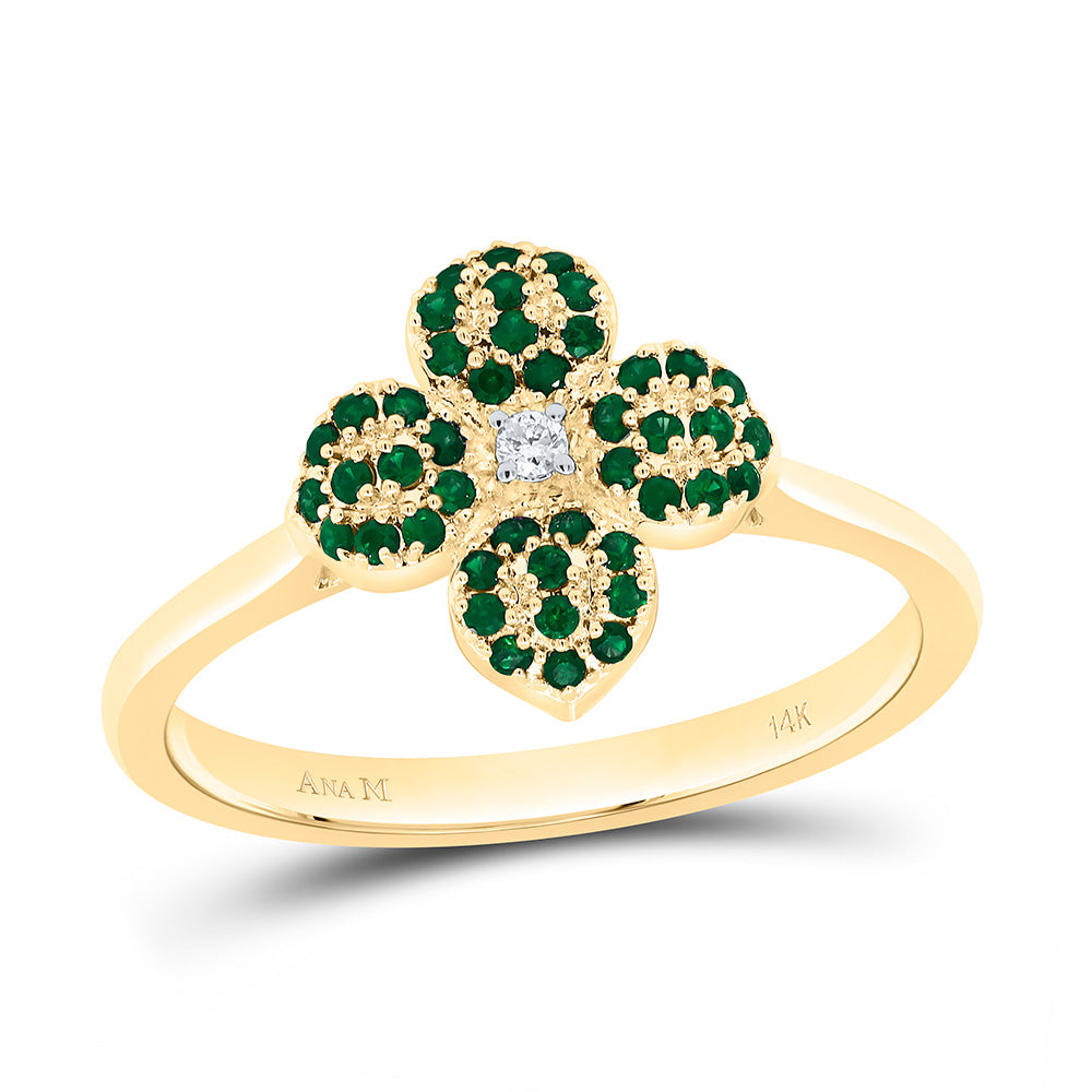 0.015CTW-NAT DIA ANA M 1/5CTW-RD-EM NAT GEM FLOWER RING Daisy Joyeria