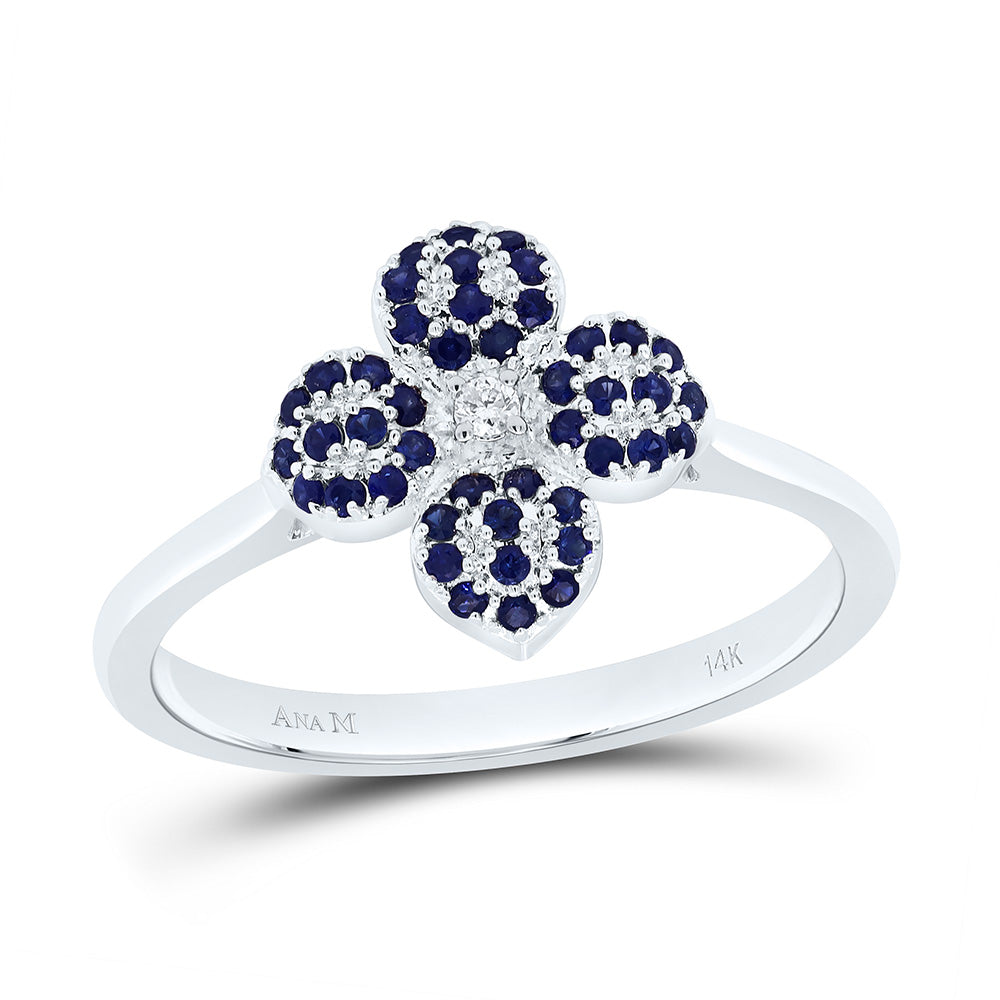 0.015CTW-NAT DIA ANA M 1/4CTW-RD-BS NAT GEM FLOWER RING Daisy Joyeria