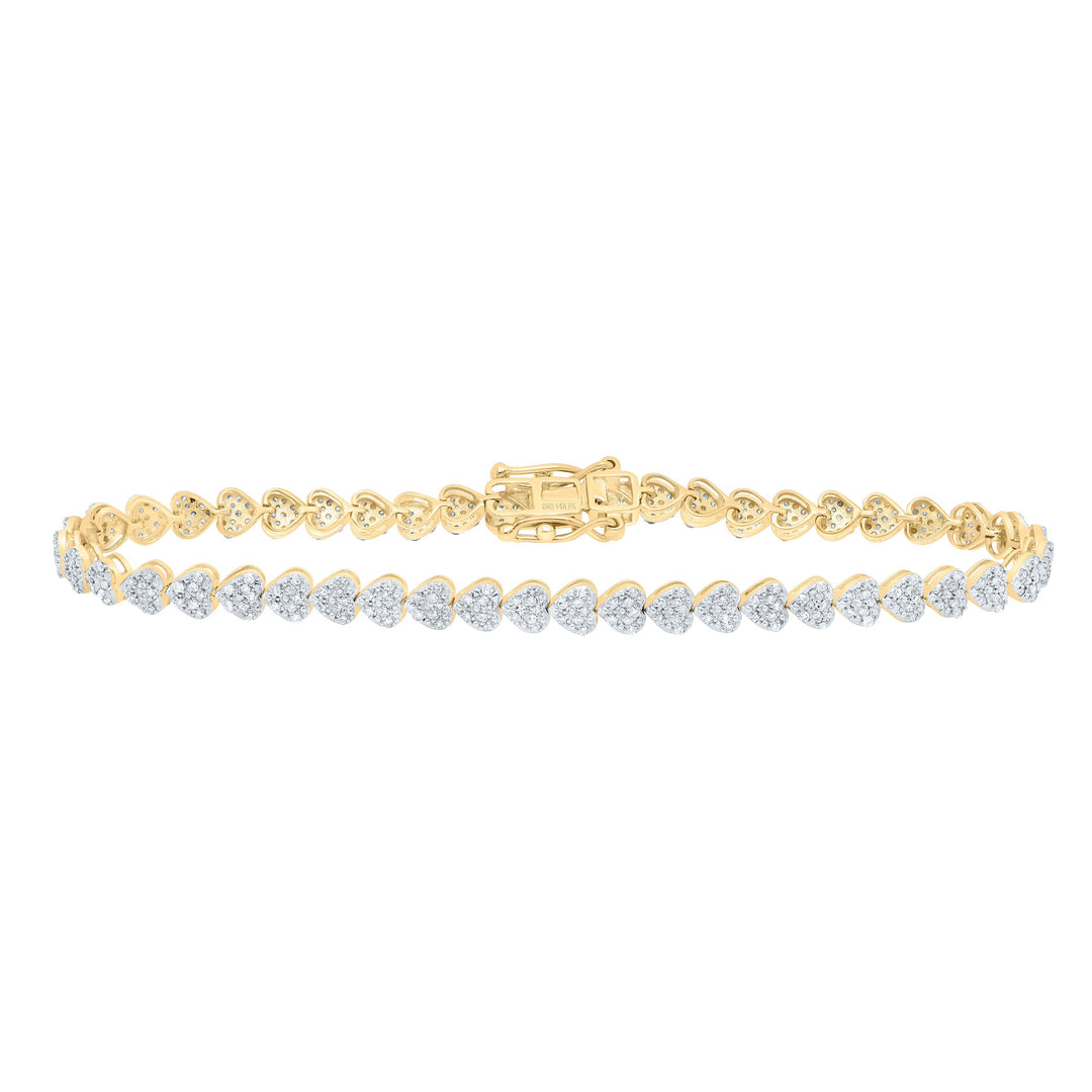 7/8CTW-NAT DIA NK FASHION HEART BRACELET (7 INCH) Daisy Joyeria