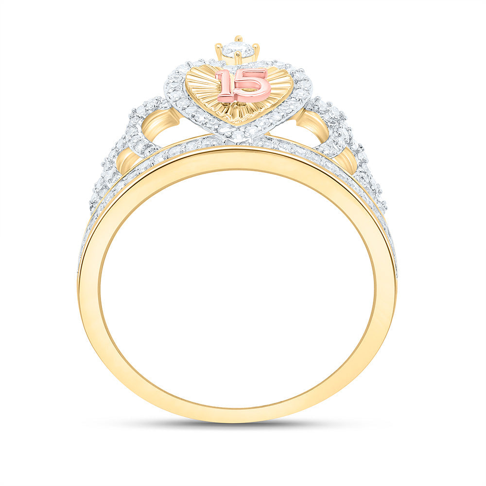 1/3CTW-NAT DIA NK GIFT "15" HEART CROWN RING Daisy Joyeria