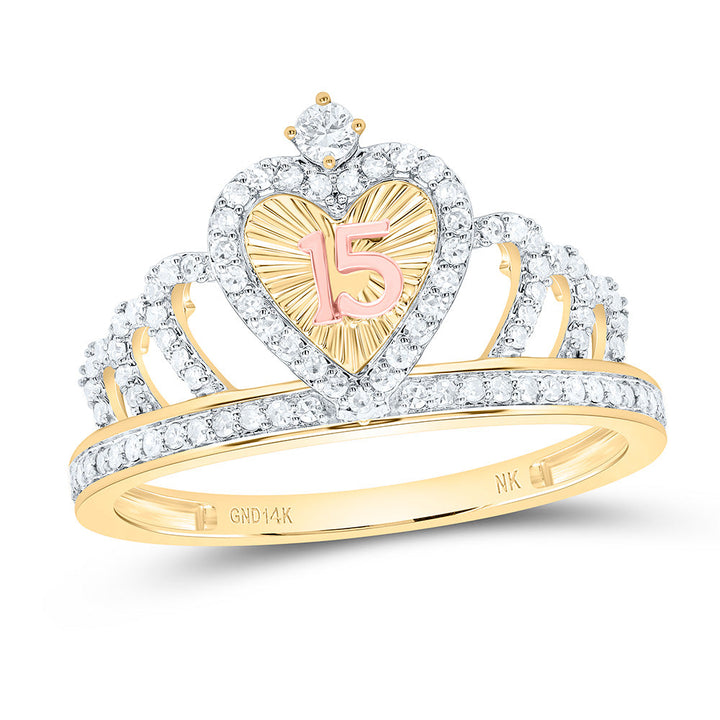 1/3CTW-NAT DIA NK GIFT "15" HEART CROWN RING Daisy Joyeria