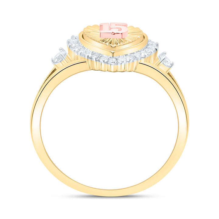 1/5CTW-NAT DIA NK GIFT "15" HEART RING Daisy Joyeria