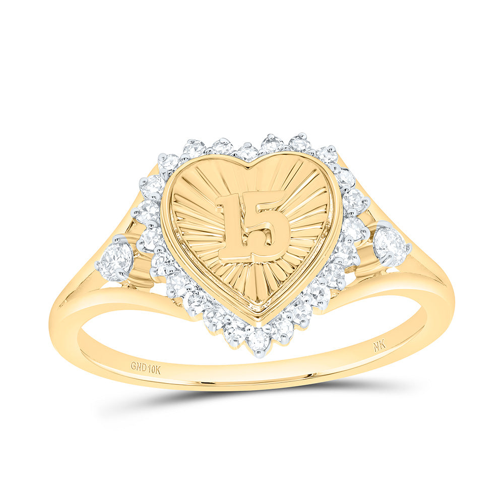 1/5CTW-NAT DIA NK GIFT "15" HEART RING Daisy Joyeria