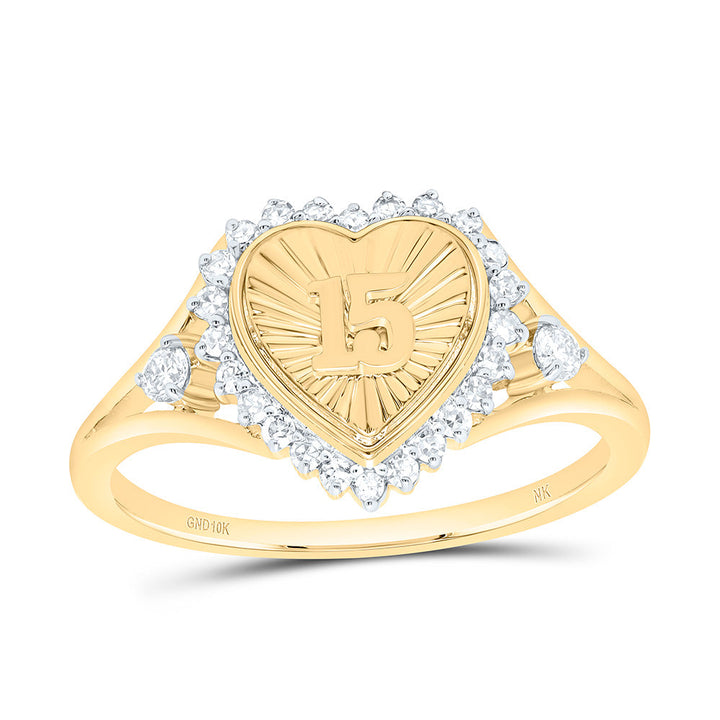 1/5CTW-NAT DIA NK GIFT "15" HEART RING Daisy Joyeria