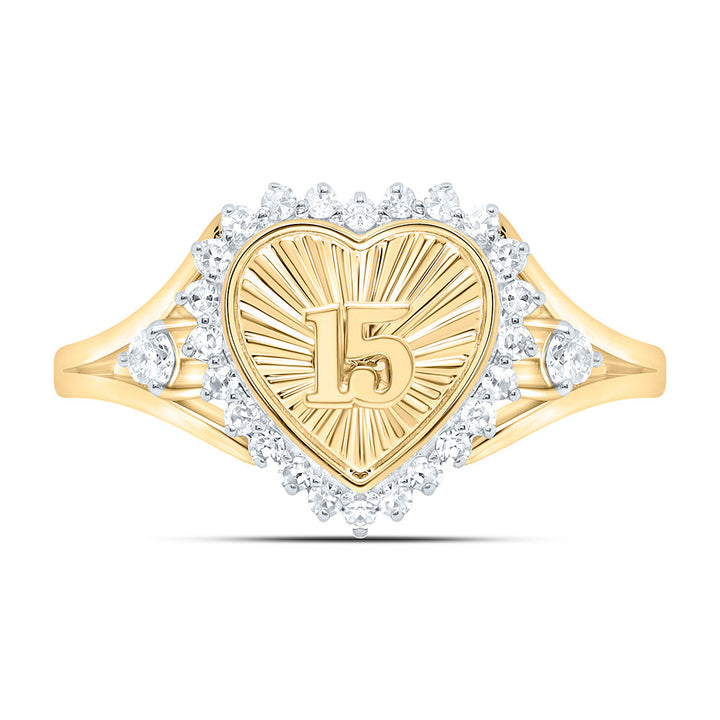 1/5CTW-NAT DIA NK GIFT "15" HEART RING Daisy Joyeria