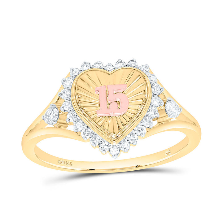 1/5CTW-NAT DIA NK GIFT "15" HEART RING Daisy Joyeria