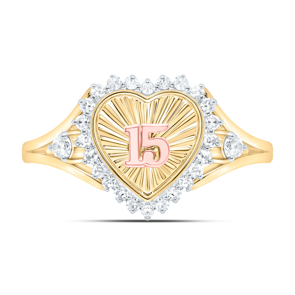 1/5CTW-NAT DIA NK GIFT "15" HEART RING Daisy Joyeria