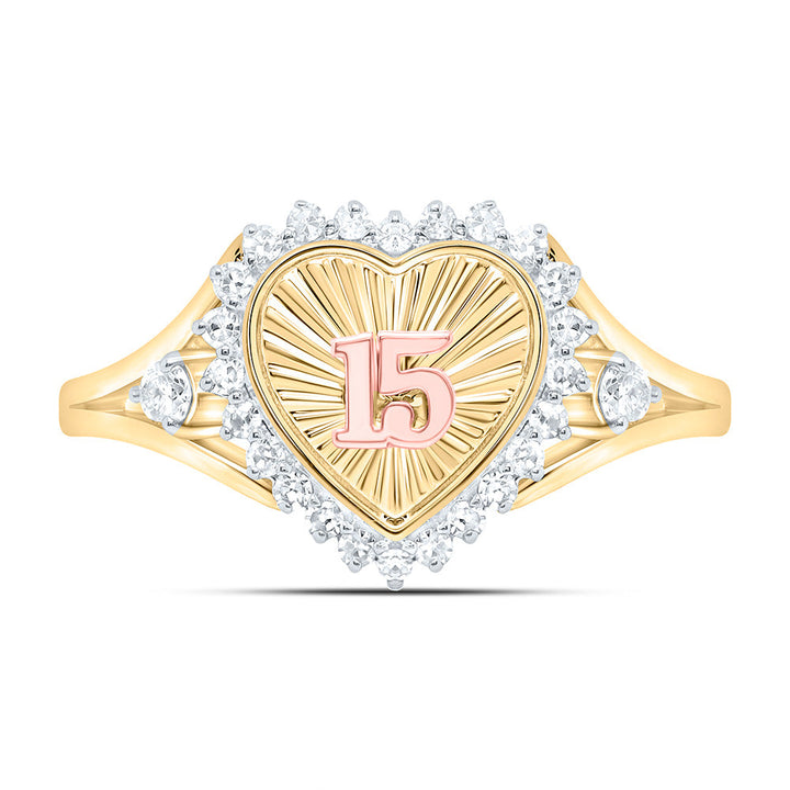 1/5CTW-NAT DIA NK GIFT "15" HEART RING Daisy Joyeria