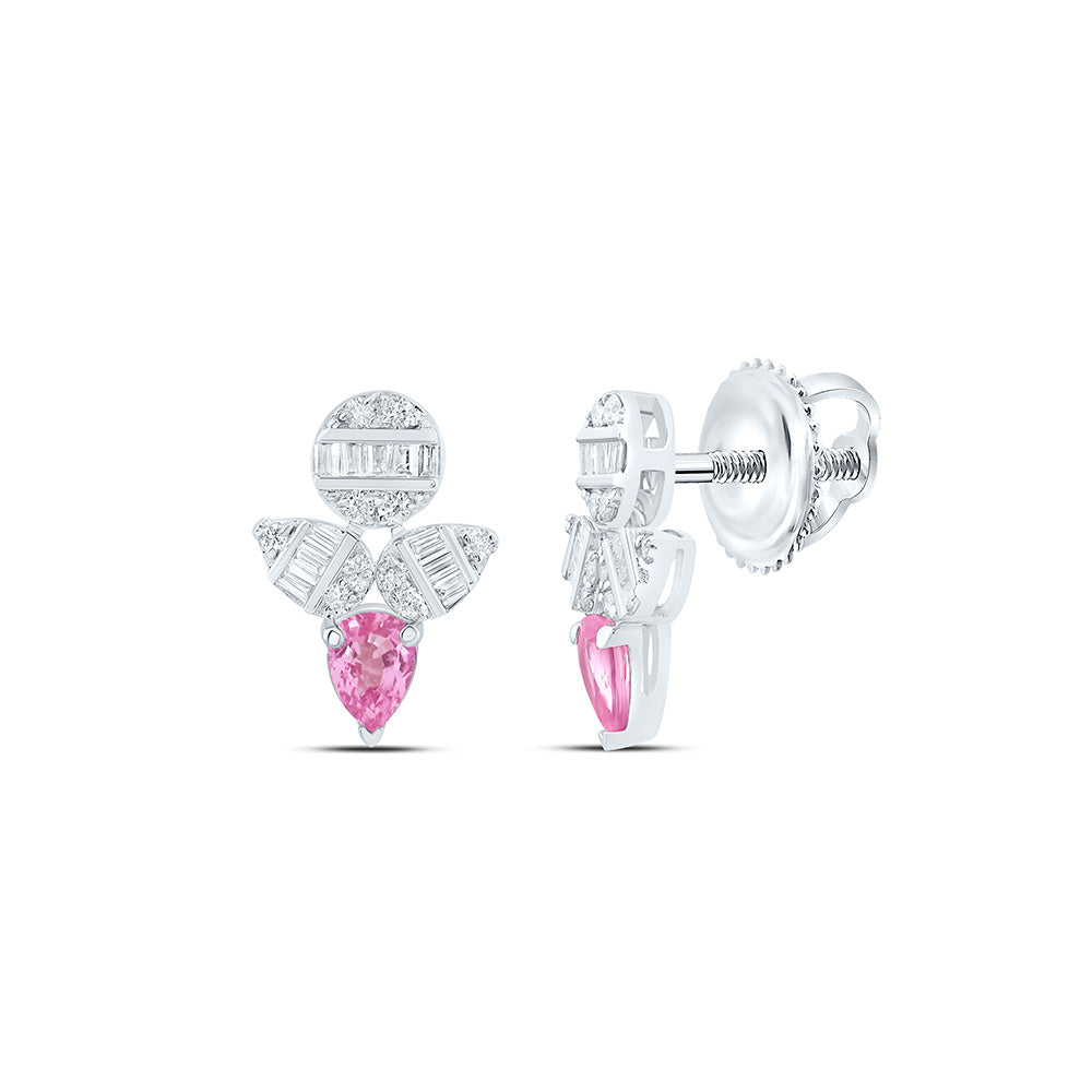 1/5CTW-NAT DIA ANA M 1/3CTW PS-PINK SAPP NAT GEM  EARRING Daisy Joyeria