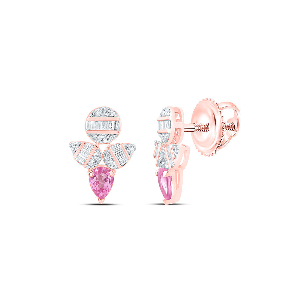 1/5CTW-NAT DIA ANA M 1/3CTW PS-PINK SAPP NAT GEM  EARRING Daisy Joyeria