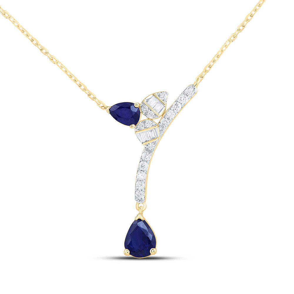 1/8CTW-NAT DIA ANA M 1/2CTW PS-BS NAT GEM PEAR NECKLACE (18 INCH) Daisy Joyeria